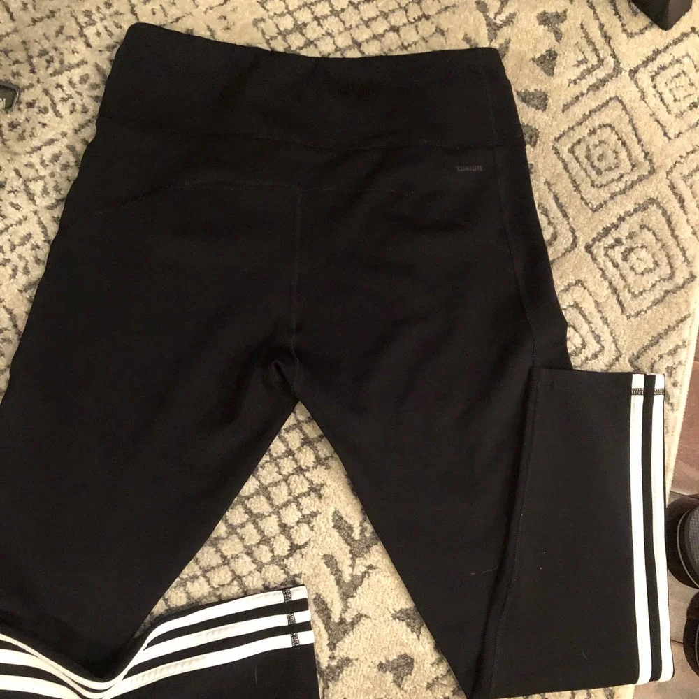 adidas black three stripe pants large - Picture 2 of 6